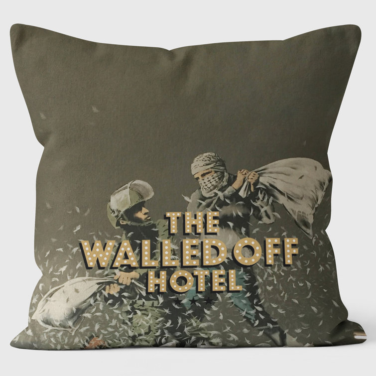 We Love Cushions Pillow Fight Banksy Inspired Graffiti Art Cushion